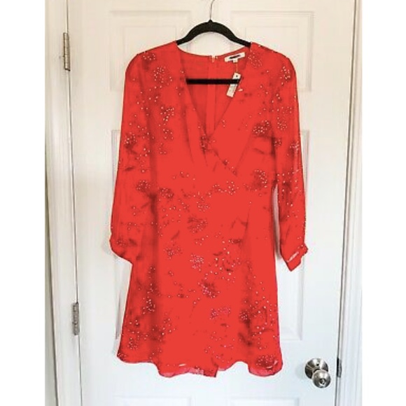 NWT Madewell Hazelwood Red Wrap Front Dress K6049 - Picture 6 of 8